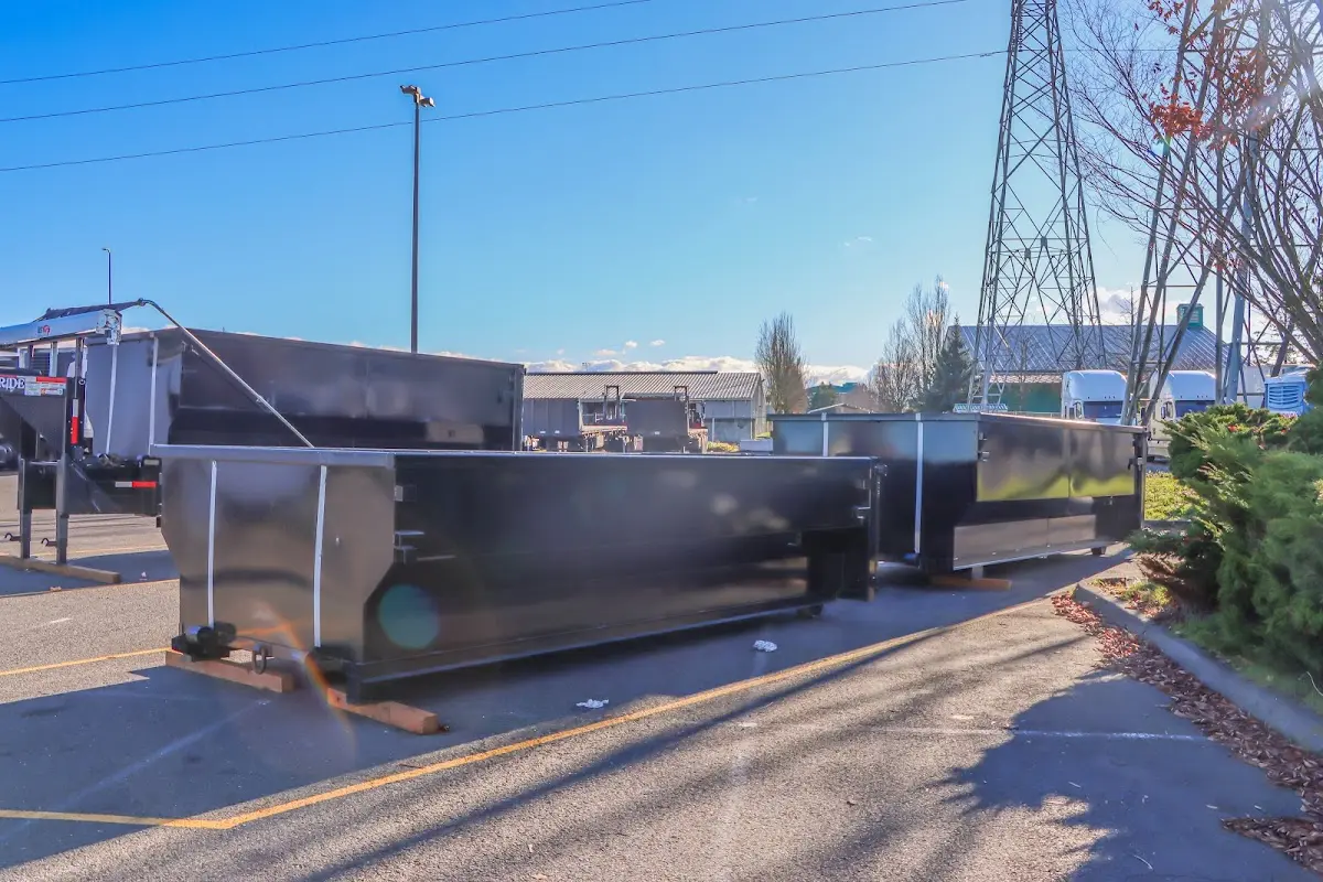 Roll-off dumpster ready for waste disposal at job site for Roll Off Dumpster Rental in Palermo